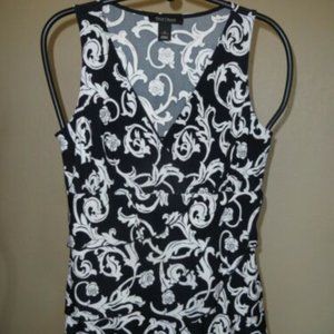 White House Black Market Small Floral Ruffle Tiered Sleeveless Tunic Blouse